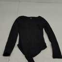 SUUKSESS Women Crew Neck Long Sleeve Bodysuit Sexy Thong Bodysuit Shirts (Medium, 01 Black)