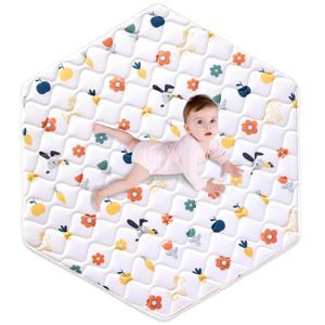 Premium Foam Baby Hexagon Mat 52" X 45", Thick One-Piece Crawling Mat, Odorless BabyMat Floor Mat, Non-Slip Cushioned Baby Playmat for Infants,Babies,Toddlers. Machine Washable for Easy Care