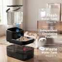 3L Filterless Cat Water Fountain, Wireless Motion Sensor Fountain with 4000mAh Battery, Stainless Steel Cat Bowls, Separate Water Tanks, Quiet Black