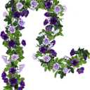 Floweroyal 2 Pack Artificial Flower Garlands 15.8FT Fake Rose Vines Silk Flowers Hanging Rose Ivy for Wedding Arch Party Home Garden Wall Decor (Purple)