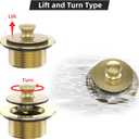 Brushed Gold Bathtub Drain Bath Tub Trim Set Conversion Kit Assembly, All Brass Lift and Turn Twist Tub Drains Replacement Trim Kit with Two-Hole Overflow Faceplate