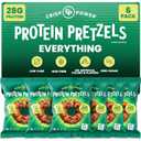 CRISP POWER Protein Pretzels, Everything, 28G Protein, High Protein Snack, High Fiber, Low Carb Crunchy Pretzel Snacks, No Added Sugar, 1.75 oz Bags, 6 Pack, Vegan, Keto