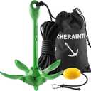 CHERAINTI Kayak Anchor, 3.5 Lb Folding Marine Grapnel Anchor Kit with 40ft Rope and Buoy for Kayaks Jet Ski SUP Paddle Boards PWC Inflatable Small Boat Canoes Fishing, Kayaking & Boating Accessories