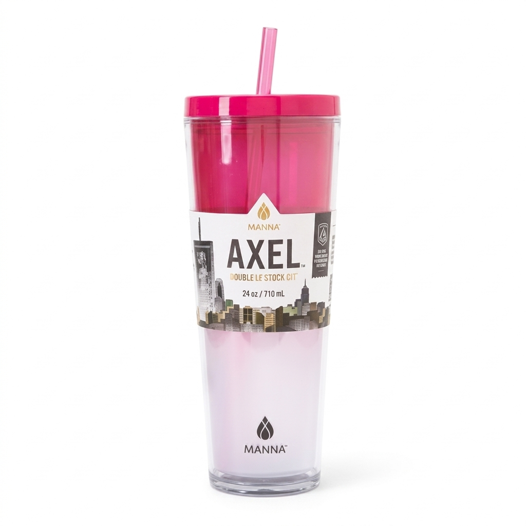 Manna Chilly Double-wall Vacuum Insulated Stainless Steel Tumbler with Splash-proof Lid and Reusable Tritan Straw - 24 Oz
