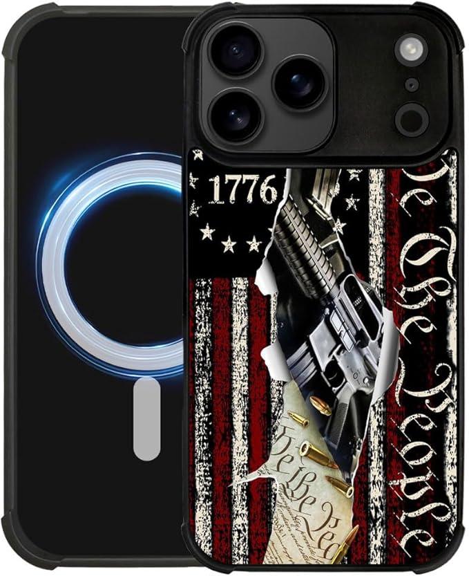 DJSOK Case for iPhone 17 Pro,Compatible with MagSafe,Anti-Scratch Shockproof Case,Classic American Flag 1776 We The People