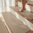 14PC Jute Stair Treads for Wooden Steps-Non Slip Peel and Stick Stair Treads Indoor, Adhesive Staircase Step Treads Residue Free, Cat-Friendly & Scratch-Resistant Durable Stair Runner,8"x30" Beige