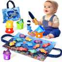 Montessori Toys for 1 Year Old Boy Girl Gifts, Cloth Fishing Game Toddler Toy 1-3, Sorting Learning Baby Toys 6-12-18 Months, One Year Old Girl Boy Birthday Gifts (Blue)
