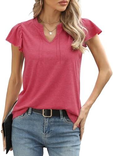 Womens Summer Tank Tops V Neck Waffle Knit Sleeveless Tunic Casual Loose Fit Blouses Shirt Clothes, S
