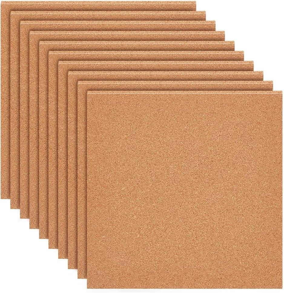 BENECREAT 8 Pack 12x12 Inch Cork Board 3mm Thick Cork Board Tiles Square Cork Tiles Coaster Cork Sheets Tiles for Bulletin Boards, Wall Decoration, DIY Crafts