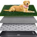 FURWAY Dog Grass Pad with Tray Artificial Grass Puppy Pee Pad for Dogs, Reusable 4-Layer Training Potty Pad with Tray, Quick Absorbent Indoor & Outdoor Portable Dog Patio Potty ( 35.4"x23.6")