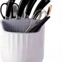 360 Rotating Knife Block,Multifunctional Kitchen Utensil Holder,Large Capacity Chopsticks Block,Kitchen Knife Storage Box for Kitchen Counter (White)