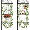VOXOR Metal Trellis for Climbing Plants Outdoor, 60 * 19.7 Inch Tall Garden Trellis with Black Rustproof Coating, Decorative Rose Trellis for Climbing Roses, Vines, and Flowers, 2 Pack