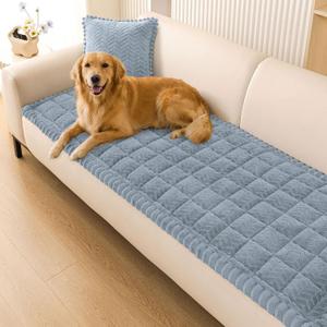 Smiry Couch Cover for Dogs, Non Slip Fuzzy Pet Sofa Covers Washable for 2-3 Cushion Couch, Soft Thick Furniture Protector for Cats Dogs, Against Fur, Dirt, Scratch Resistant (Haze Blue, 27.6"x59")