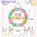 Pink Happy Easter Wreaths for Front Door Peeps Decorations for home Sign Easter Eggs Decor Wooden Wall Decor for Home Office Living Room Bedroom Farmhouse Door Wall Party Supplies 10x10x0.12 inches (Sake)