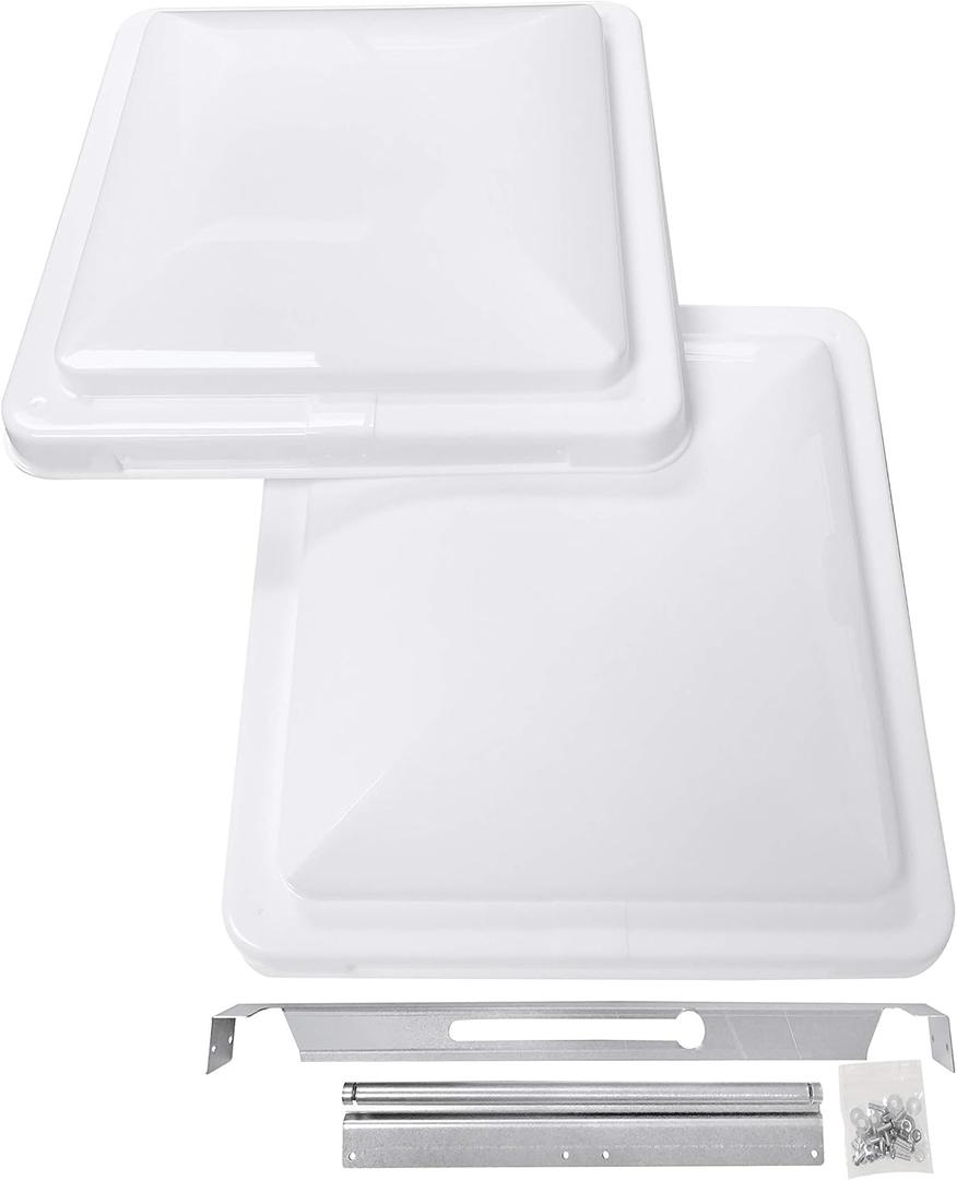 Camp'N 14 Inch Universal RV Roof Vent for Trailer, Camper, Motorhome - RV Vent Covers for Roof - OEM Lid Replacement (14 x 14 White 2-Pack) (2 Vent Covers)