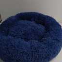 Calming Dog Bed for Medium Dogs Washable Donut 30 inches Anti-Slip Pet Bed, Round Fluffy Plush Faux Fur Cat Bed, Fits up to 45 lbs Pets, Navy Blue