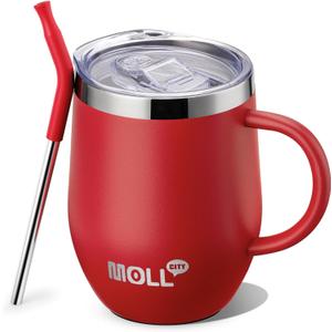 Kids Tumbler 12 oz Stainless Steel Double Wall Vacuum Insulated Tumbler Cup with Straw-Reusable Metal Travel Cup with Lids, Leak Proof and BPA Free (Canyon Red)