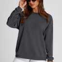 PRETTYGARDEN Women's Oversized Sweatshirt 2025 Fall Fashion Clothes Ribbed Corduroy Long Sleeve Going Out Pullover Tops (Dark Grey, Medium)  