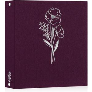 Lanpn 8.5x11 inch Scrapbook Photo Album, Linen Cover Archival Acid Free Top Load 3 Ring Binder Folder Photo Book 8.5 x 11 with 30 Plastic Sleeves 60 Pages (Purple)