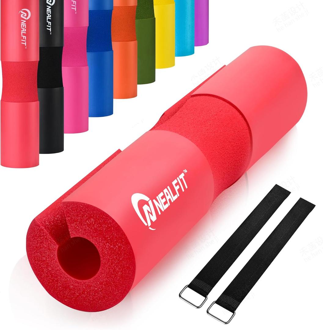 Barbell Pad Squat Pad for SquatsSquat Bar PadGreat for Weightlifting,Lunges and Hip ThrustsFoam Sponge PadFit Standard and Olympic Bars Perfectly (Red)