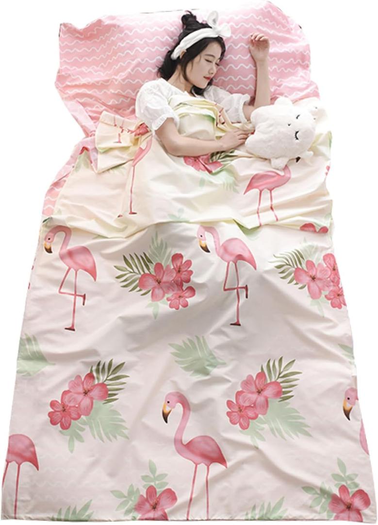 TRIWONDER Sleeping Bag Liner Cotton Camping Travel Sheet Sleep Sack Adult for Hostels Outdoor Picnic Planes Trains (S - 31.5x90.5", 02 Pink)