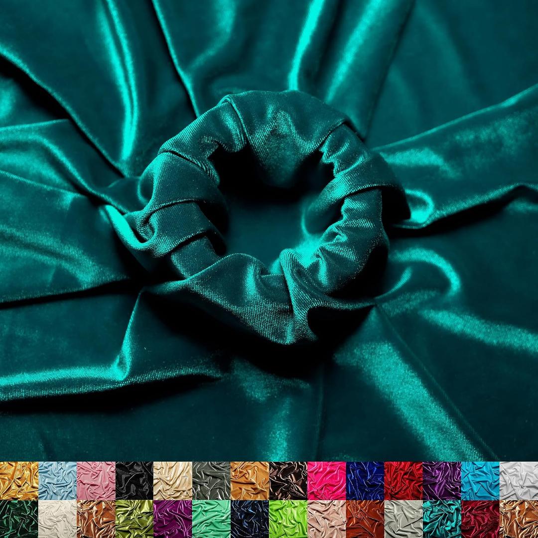 Ice Fabrics Stretch Velvet Fabric by The Yard - 60" Wide Soft Stretchy Fabric for Sewing Clothes, Apparel, Costume, Crafts - 90% Polyester 10% Spandex - Teal - 2 Yards