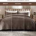 Fleeco Double-Sided Velvet Quilt King Size Comforter Set, 108"x 96" Lightweight Velvet Bedding Set, Ultra Soft Bedspread with 2 Matching Shams, for All Seasons, Brown