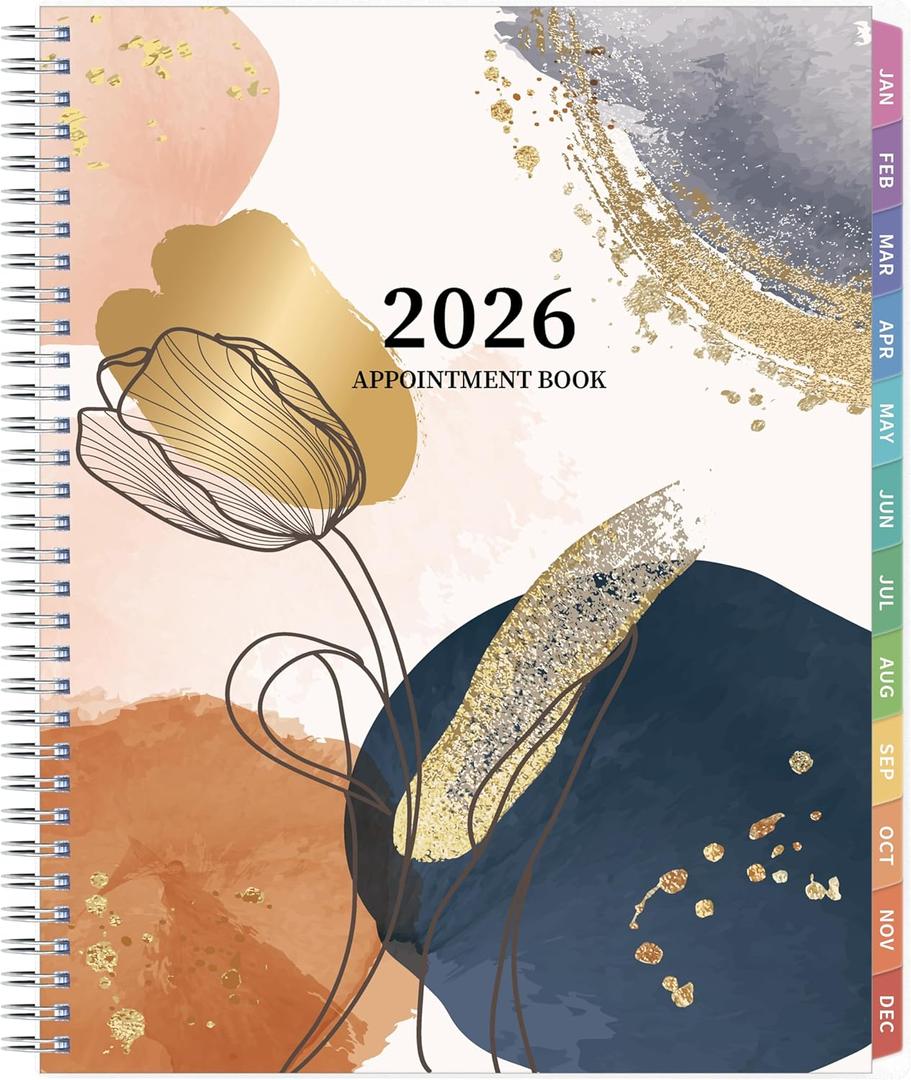 3 x 2026 Appointment Book, 30 Minutes-Hourly, Weekly  Monthly Calendar Planner 2026, Jan 2026 - Dec 2026, 8.5'' x 11'', 2026 Daily Planner with Tabs Pocket, Flexible Cover, Great for Office, Home, School (Brown)