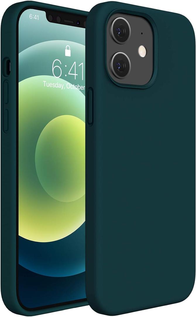 Miracase Compatible with iPhone 12 Case and iPhone 12 Pro Case, Liquid Silicone Gel Rubber Full Body Protection Shockproof Drop Protection Phone Case for iPhone 12/12 Pro 6.1 inch(Teal)