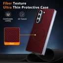 Magnetic for Samsung Galaxy Z Fold6 Case with Carbon Fiber Texture Design,Wireless Charging [PC] Military-Grade Shockproof case Cover for Z Fold 6[Red] MUS-TQCX-04-02