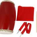 Vaguelly 1set Traditional Cowhide Waist Drum Simple Professional Hand Drum for Boy Girl Adults Portable Percussion Instrument with Strap Dance and Cultural Performances (32X14X14CM)