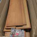 RZGZKLSH Arched Bamboo Countertop Cabinet Acrylic Doors with Storage Drawer