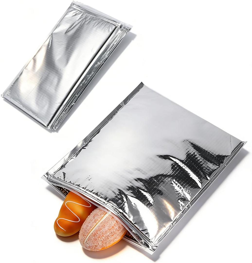 Insulated Food Storage Bag with Zipper Design, Hot Cold Cool Storage Bags for Food, Reusable Thermal Lunch Household Food Pouches Organizer Hot Sandwich Bags, 5PCS