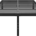 18 Inch Metal King Size Bed Frame No Box Spring Needed - Easy Assembly Heavy Duty Noise Free Narrow Bedframes - Double Black Basic Steel Slats Platform with Storage