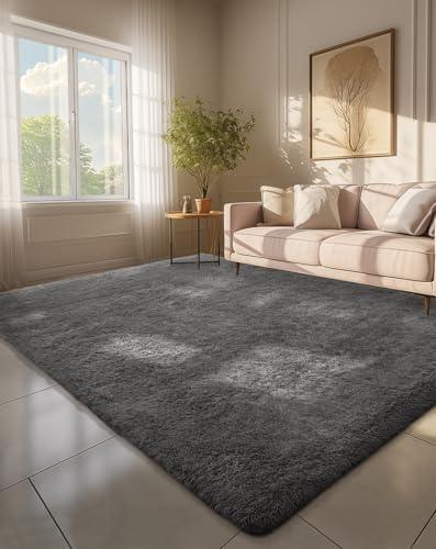 Ophanie 6x9 Area Rugs, Upgrade Non-Slip Fluffy Soft Rugs for Living Room, Large Shag Grey Fuzzy Plush Rug, Gray Shaggy Big Carpets for Bedroom, Kids Boys Girls Dorm Nursery Home Decor Aesthetic