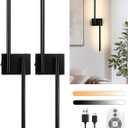 Battery Operated Wall Sconce, 30.7 in Wall Sconces Set of Two Battery Operated, 6000mAh Rechargeable Wall Sconces Battery with Remote, LED Wireless Wall Light for Living Room (Black)