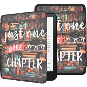 Case for 6.8" Kindle Paperwhite (11th Generation-2021) and Kindle Paperwhite Signature Edition, Lightweight PU Leather Cover with Auto Wake/Sleep, Hand Strap, Books Lover (Just one more chapter)