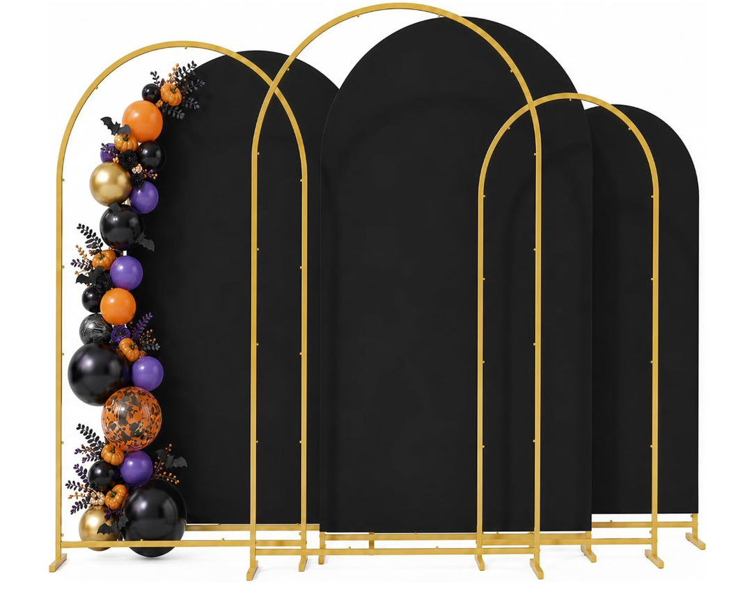 3 Pack Arch Backdrop Stand (4FT/5FT/6FT), Metal Arch Frame Stand with Cover