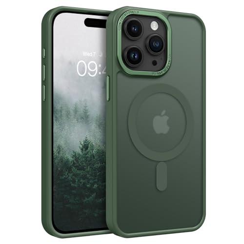 BENTOBEN Magnetic for iPhone 15 Pro Max Case,[Compatible with MagSafe] Translucent Matte Frosted Anti-Fingerprint Slim Shockproof Women Men Protective Cover Case for iPhone 15 Pro Max 6.7",Dark Green