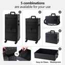 Makeup Train Case with Drawer, Rolling Makeup Case, Cosmetology Case on Wheels, Gift, Large Makeup Case Organizers, Professional for Salon Barber, Nail, Tattoo, Black