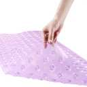 YINENN Bath and Shower Safety Mats 40x16 inch, Non Slip with Suction Cups for Bathroom Stall and Tub Floor, Extra Large and Machine Washable, Drain Holes Keep Bathtub Clean, Purple