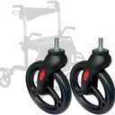 8 Inch Front Wheel with Fork Drive Assembly, 360 Rotation, Replacement Wheel for Wheelchairs, Transport Chairs, Rollators, Walkers. (1Pr Black)