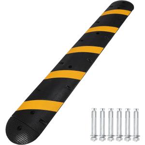 84'' Rubber Speed Bump, 1 Pack 2 Channel Modular Heavy Duty Speed Bumps Humps 25000 lbs Load Capacity, Cable Protector Ramp with 2 End Caps for Asphalt Concrete Gravel Driveway Road