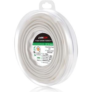 Chanzon 3:1 Ratio 3/8" (9.5mm) Heat Shrink Tubing - Marine Grade Waterproof Adhesive Lined - 8Ft Roll (2.5M Total Length) White Polyolefin Sleeving Wrap Shrinking 3 to 1 Ratio 1pcs