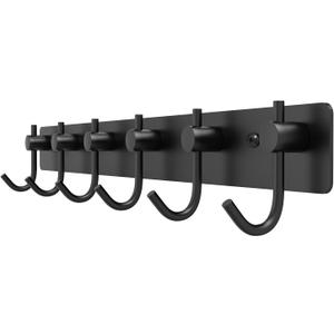 VAEHOLD Wall Hooks for Hanging, Black Coat Rack Wall Mount with 6 Coat Hooks, Towel Hanger, Hat Hooks, Robes Hook in Bathroom, Bedroom, Kitchen, Living Room