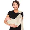 CUBY Water Baby Sling Carrier Lightweight Breathable Mesh Baby Wrap Carrier Adjustable Ring Sling Quick-Drying Baby Slings Newborn Toddler Summer Swimming Pool Beach (Apricot, Baby Sling)