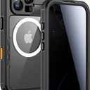 Lanhiem Magnetic for iPhone 16 Pro Waterproof Case, Anti-Spy Black