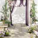 Ling's moment Wedding Arch Flowers with Sheer Drapes Kit - Artificial Purple and Gold Rose Floral Arrangements for Ceremony Backdrop, Arbor Decor, 5-Piece Set (2 Flower Stems + 3 Hanging Drapes)