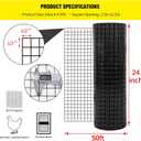 24'' x 50' 1/2inch Hardware Cloth 16 Gauge Black Vinyl Coated Welded Fence Mesh for Home and Garden Fence and Home Improvement Project