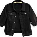 LUnilexi Women's 3/4 Sleeve Colored Cropped Denim Jacket Light Wash Short Jean Jacket Trucker Coat, Size 